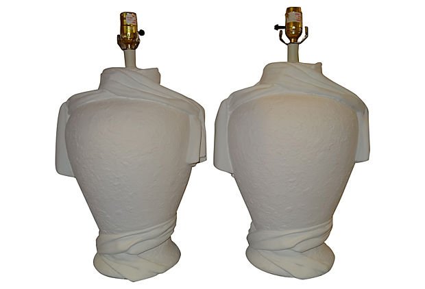 Midcentury Plaster Lamps, Pair (1 of 4)