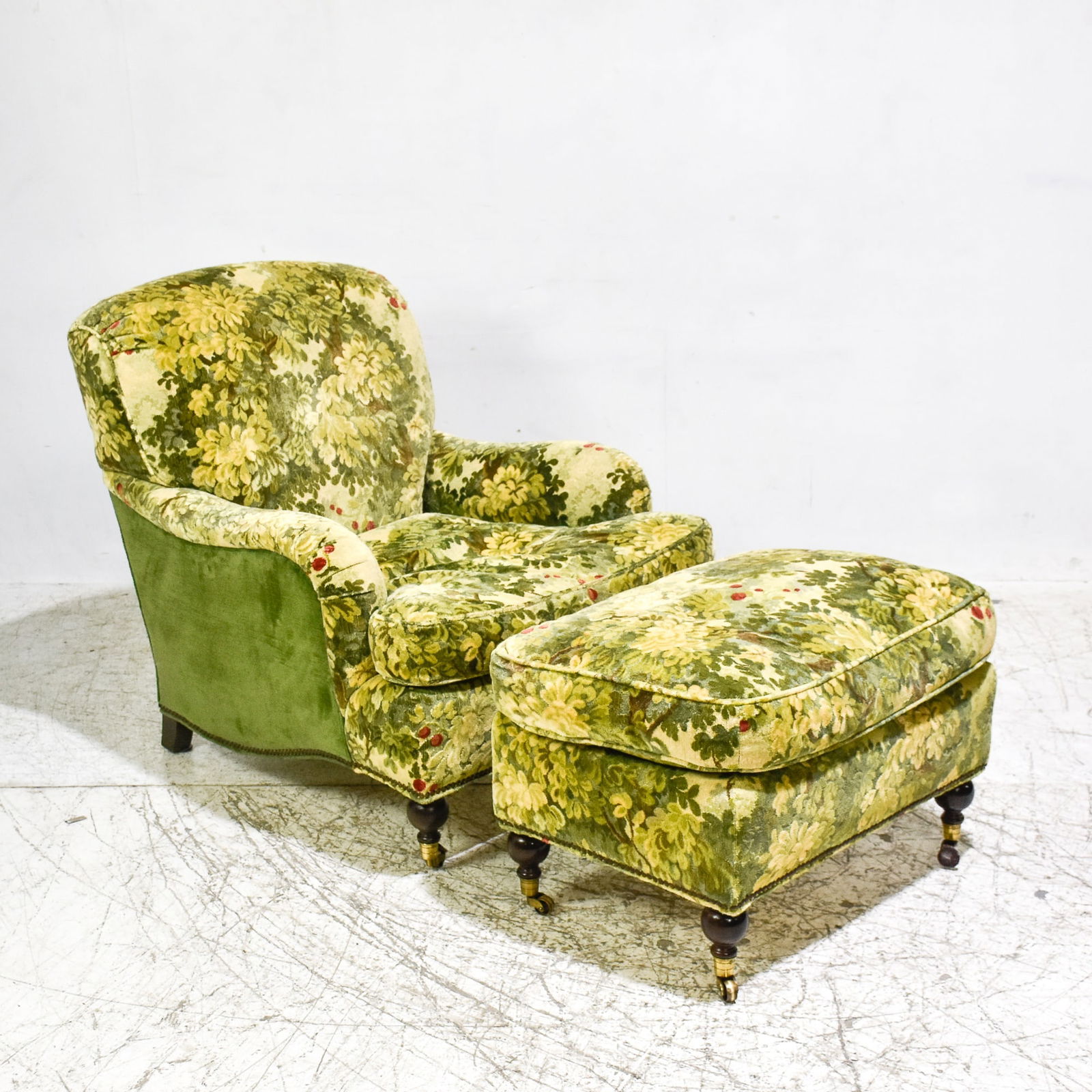 Needlepoint Upholstered Chair and Ottoman (1 of 9)