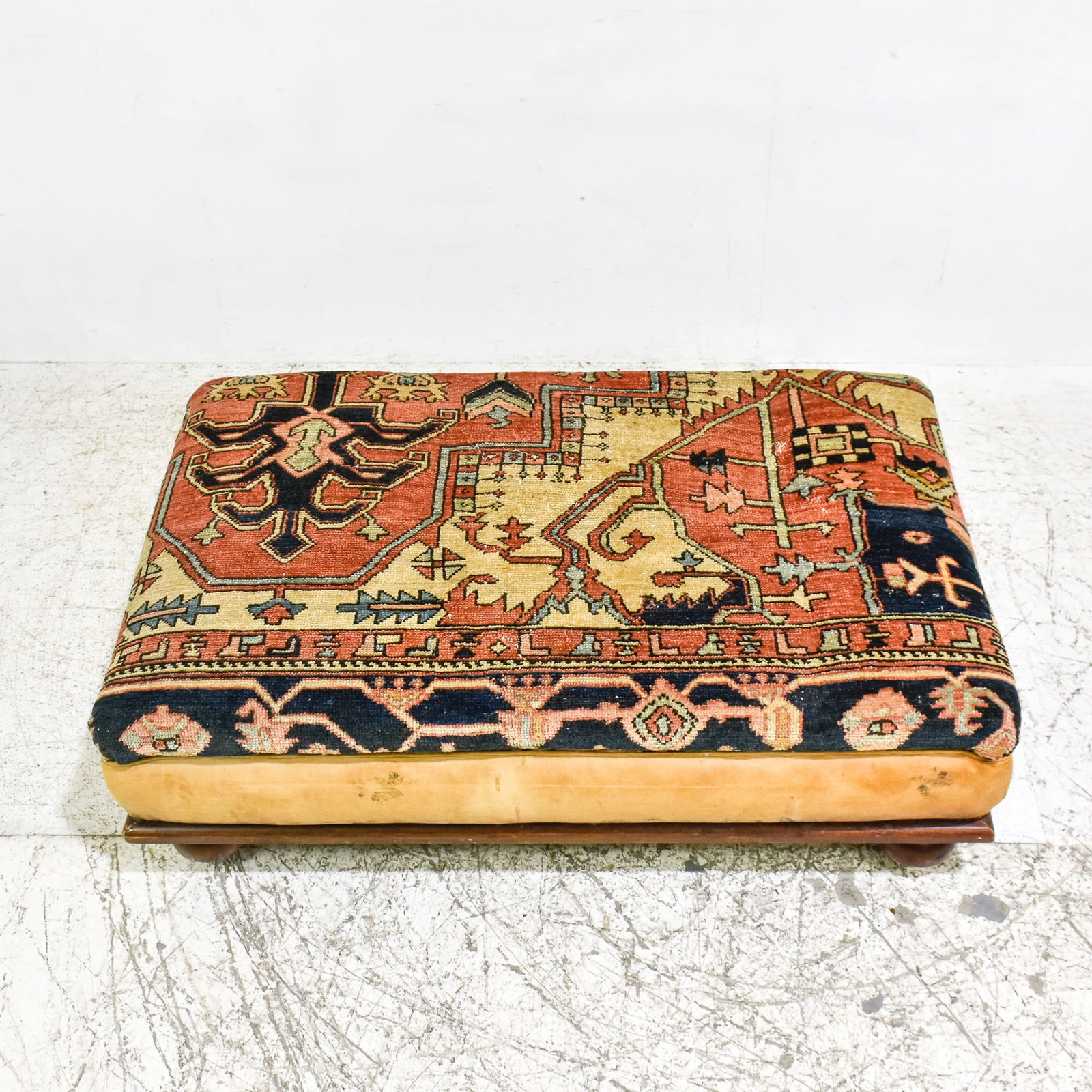 Kilim and Leather Upholstered Ottoman (1 of 5)