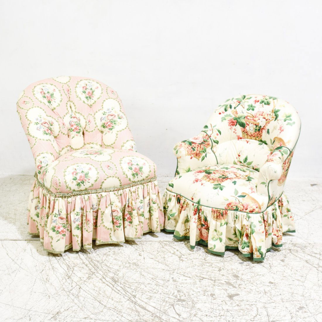 Two Floral Upholstered Slipper Chairs (1 of 5)