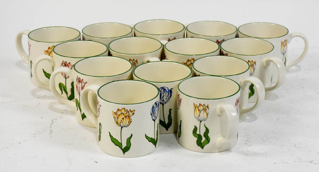 Set of 14 Tiffany & Co. ?Tiffany Tulips? Glazed Ceramic Coffee Cups (1 of 8)