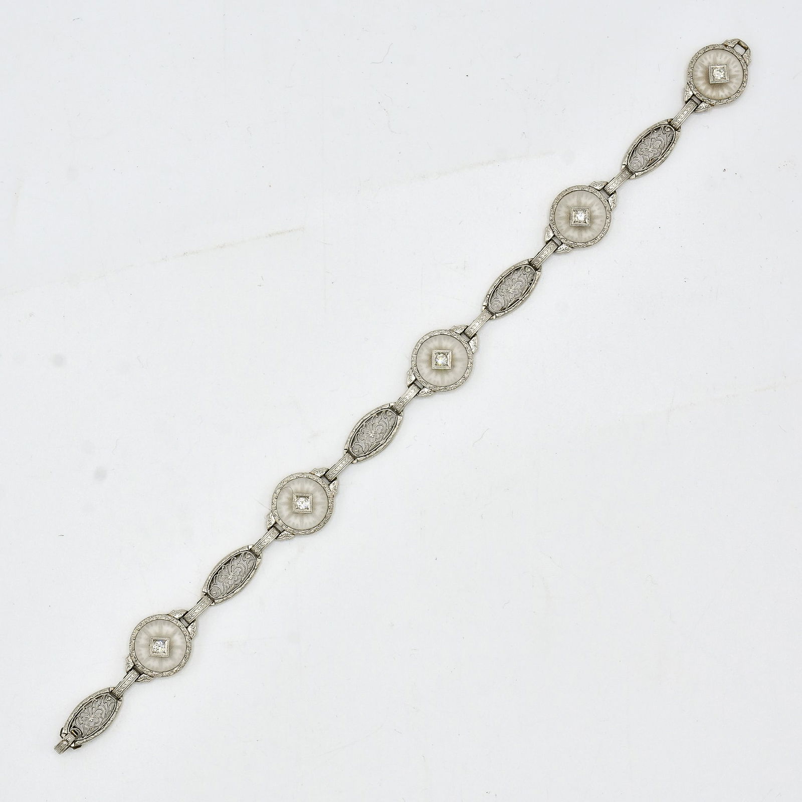 Platinum, Yellow Gold, Rock Crystal & Diamond Bracelet (1 of 3)