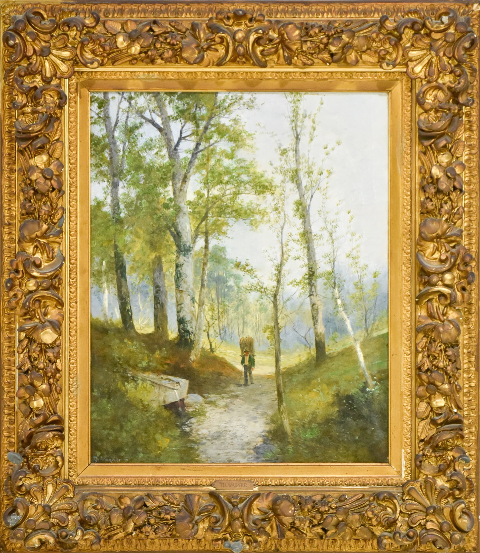 Theodor Wagner: Oil on canvas Signed (ll) Sight 26 1/4" h x 21" w Overall 39 1/4" x 34 1/4"