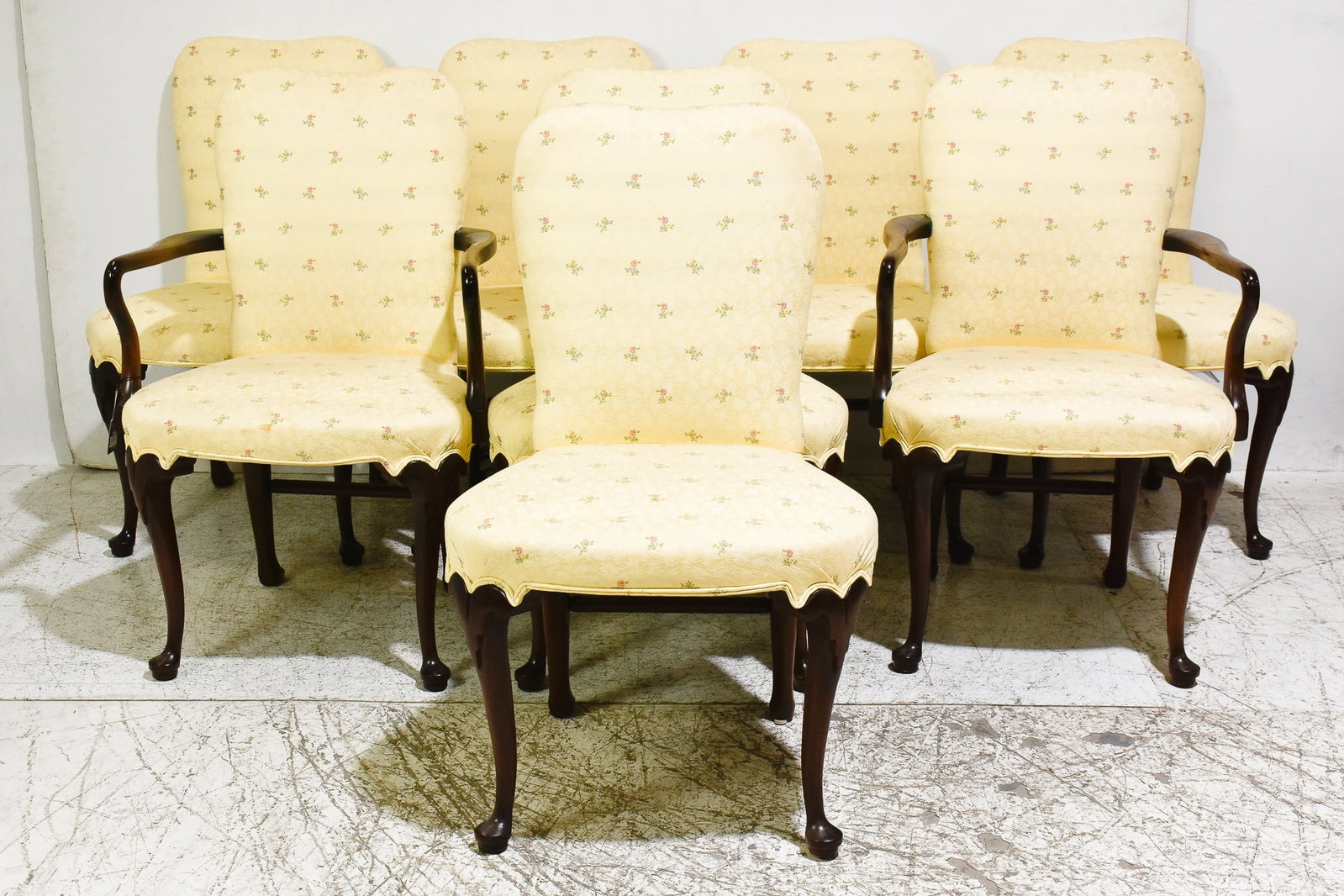 Set of Eight George II Style Mahogany Dining Chairs: 38" h x 23" w x 16 1/2" h