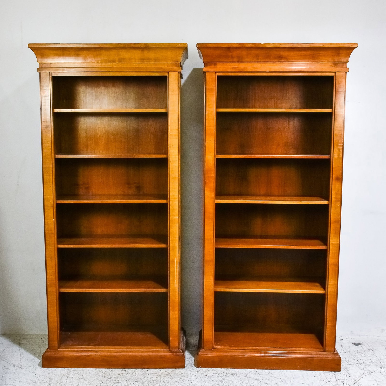 Pair of Wood Bookshelves: - * (84 1/2" h x 39 1/2" w x 18 1/2" d) Scratches and dings