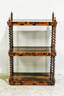 Calamander Wood Three-Tier Etagere: * (36 1/2" h x 23 3/8" w x 13" d) Scratches and dings, wear to top