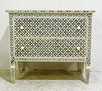 Contemporary Bone-Inlaid Two-Drawer Side Table