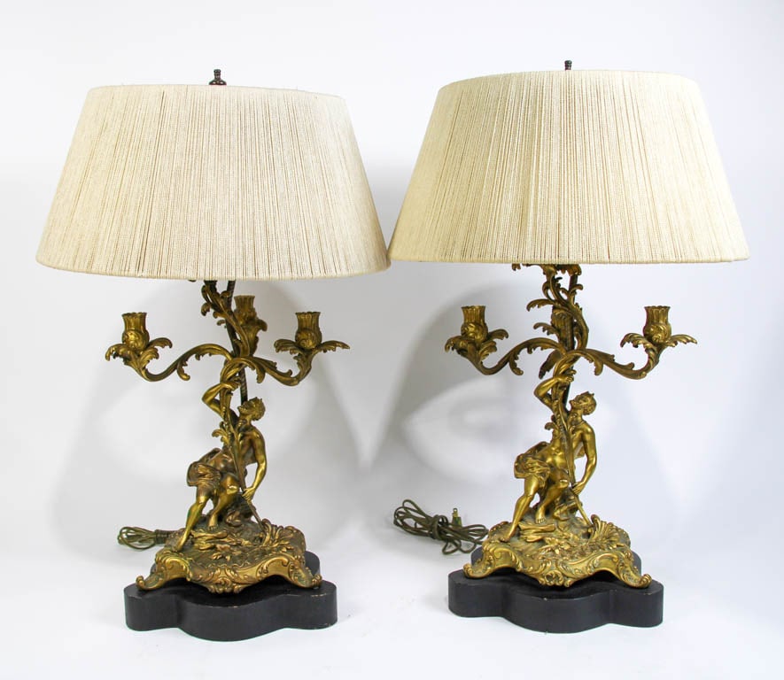 Pair of Louis XV Style Gilt-Bronze Three-Light Candelabra (1 of 8)