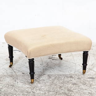 Modern Cream Upholstered Ottoman: Eichholtz * (15" h x 27" w x 26 1/2" d) Good