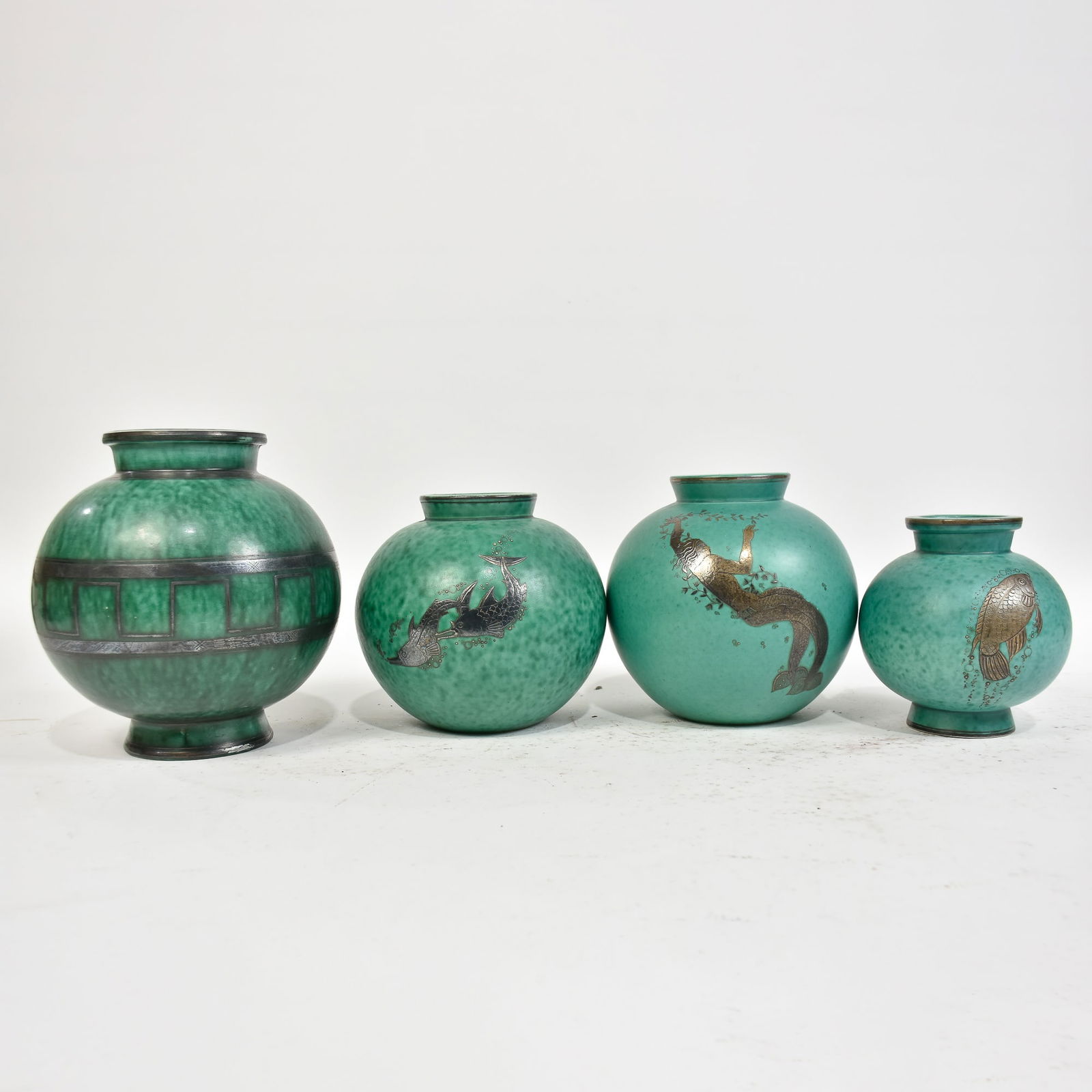 Group of 4 Wilhelm Kage for Gustavsberg Glazed Stoneware Round Vases (1 of 18)