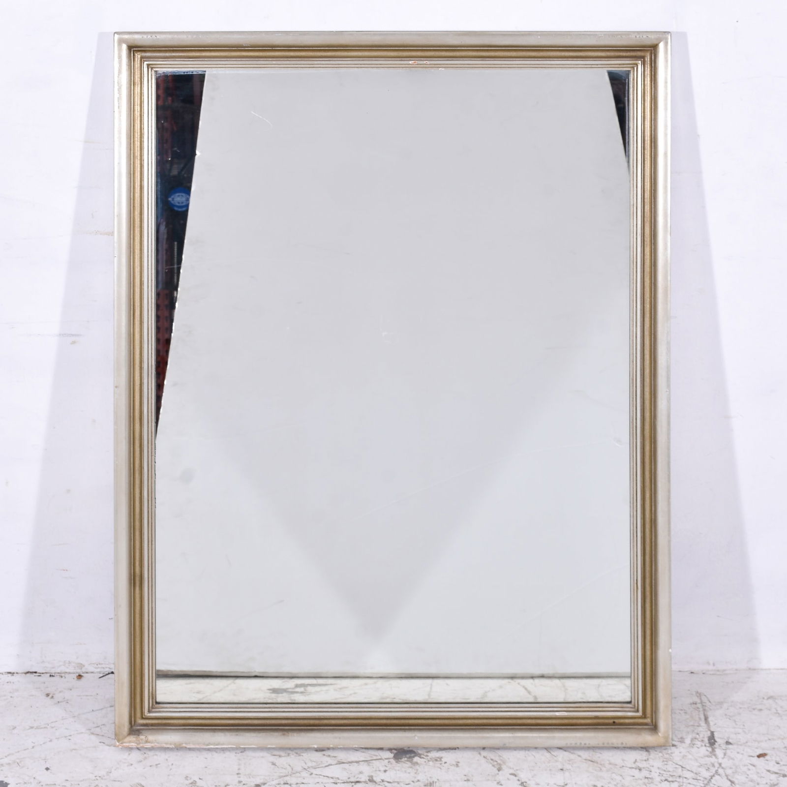Modern Silver-Tone Framed Mirror (1 of 2)