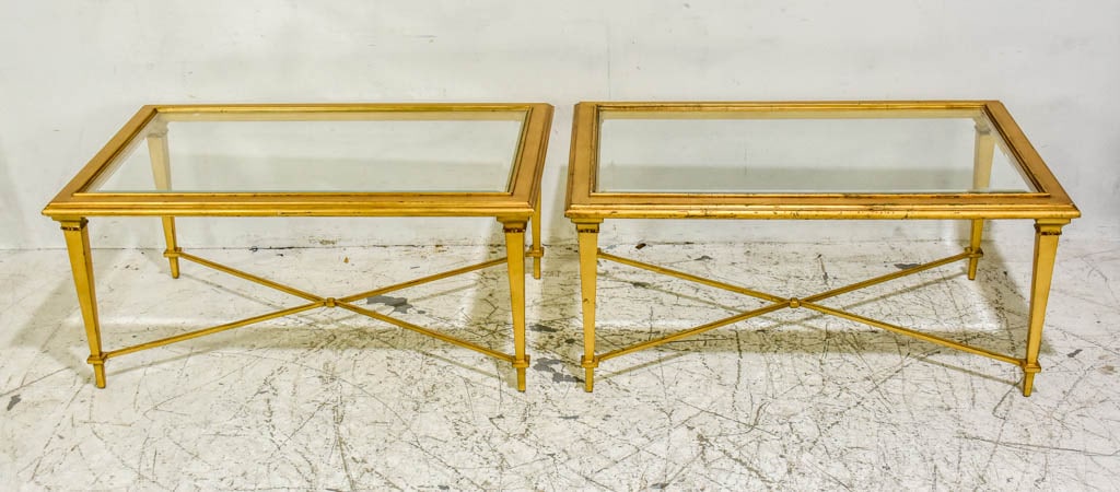 Pair of Maison Jansen Style Gilt-Painted Glass Inset Low Tables (1 of 5)