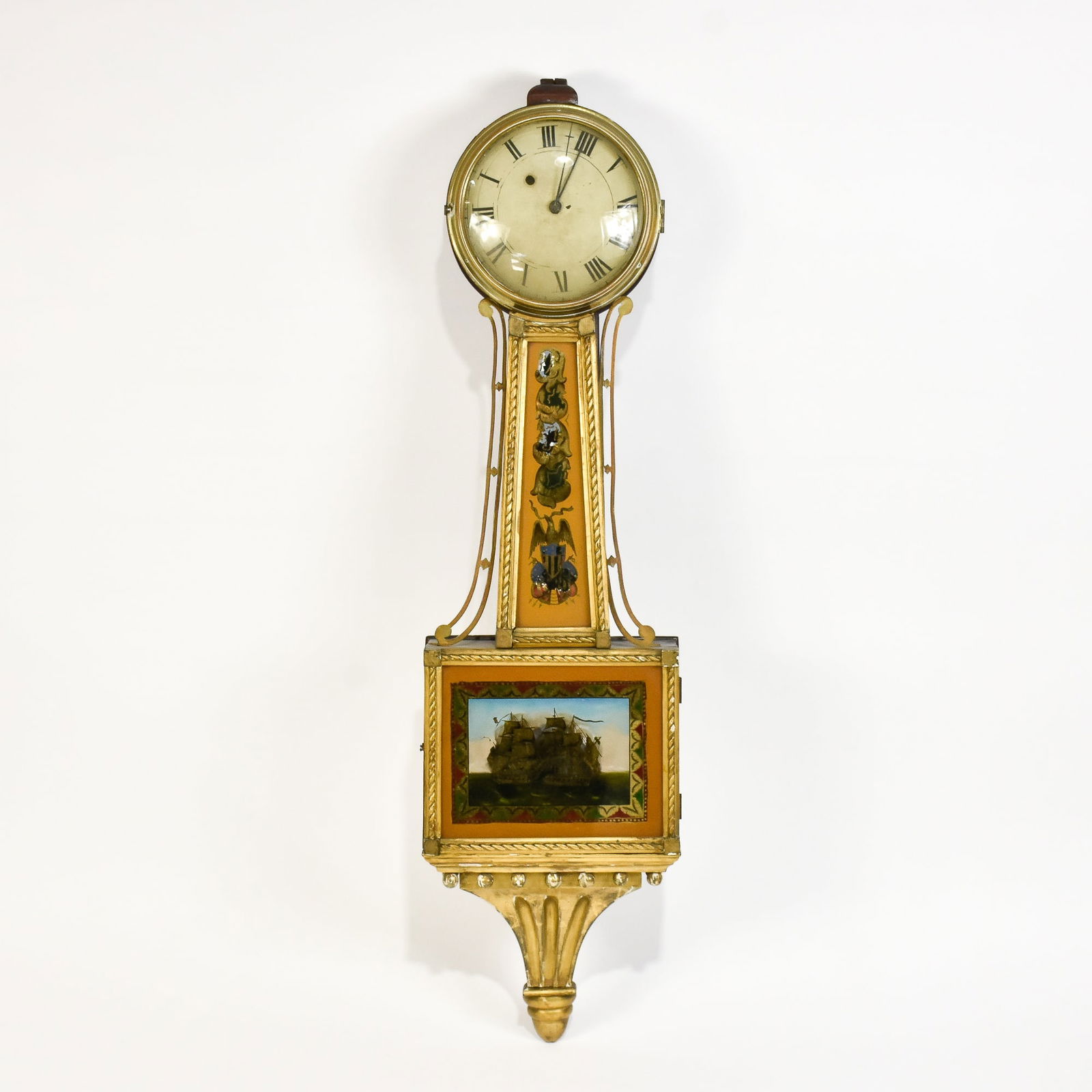 Classical Giltwood and Eglomise Banjo Clock (1 of 7)