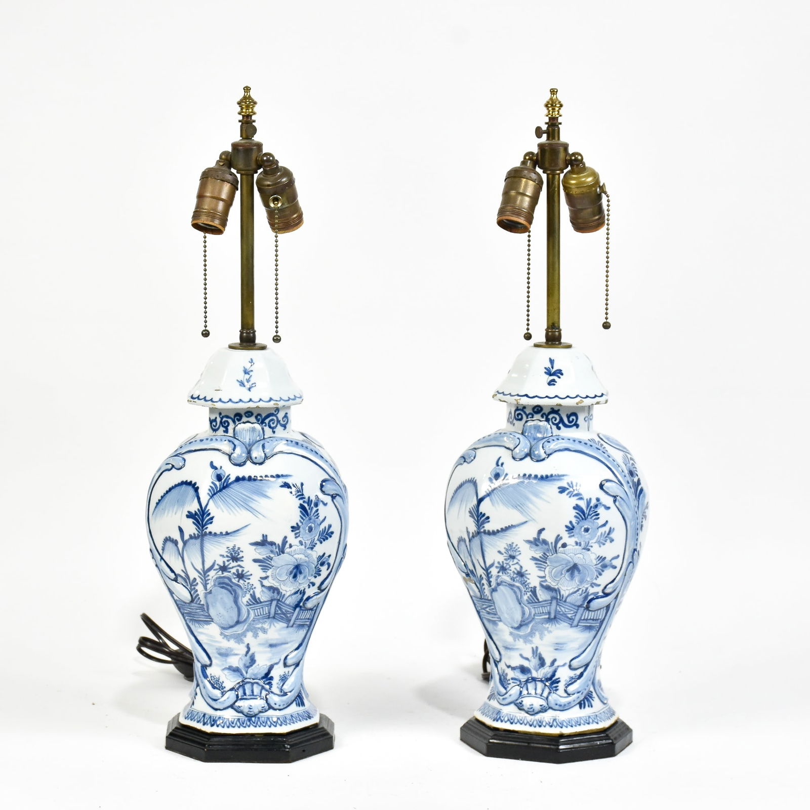 Pair of Delft Blue & White Porcelain Table Lamps (1 of 4)