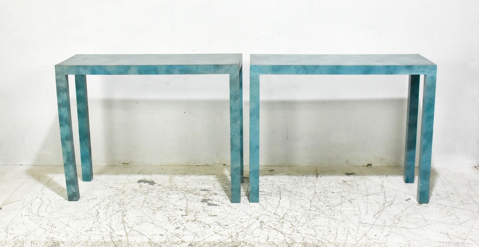 Pair of Blue Painted Consoles (1 of 8)