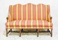 Provincial Fruitwood Stripe Upholstered Settee