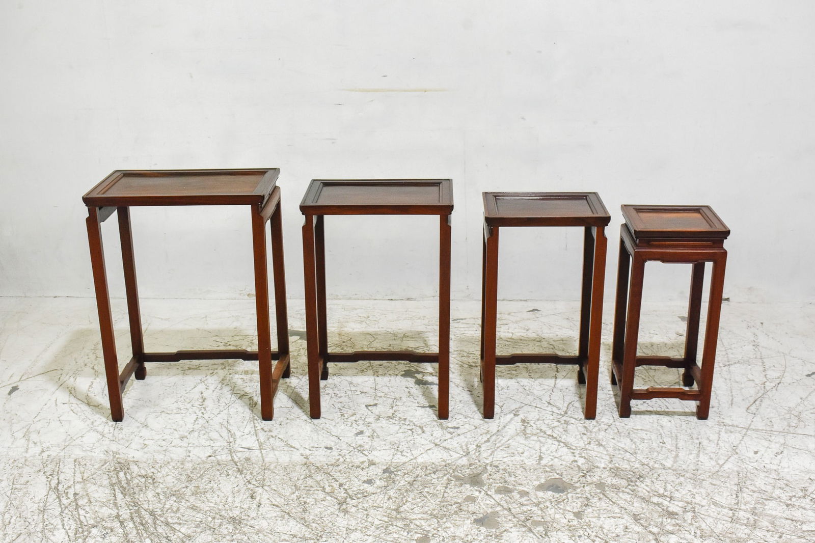 Set of 4 Asian Style Wood Nesting Tables: * (Largest 26" h x 19" w x 12 1/2