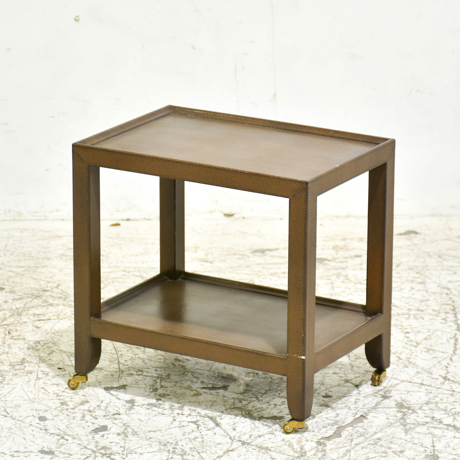 Karl Springer Style Faux Lizard Skin Telephone Table (1 of 4)