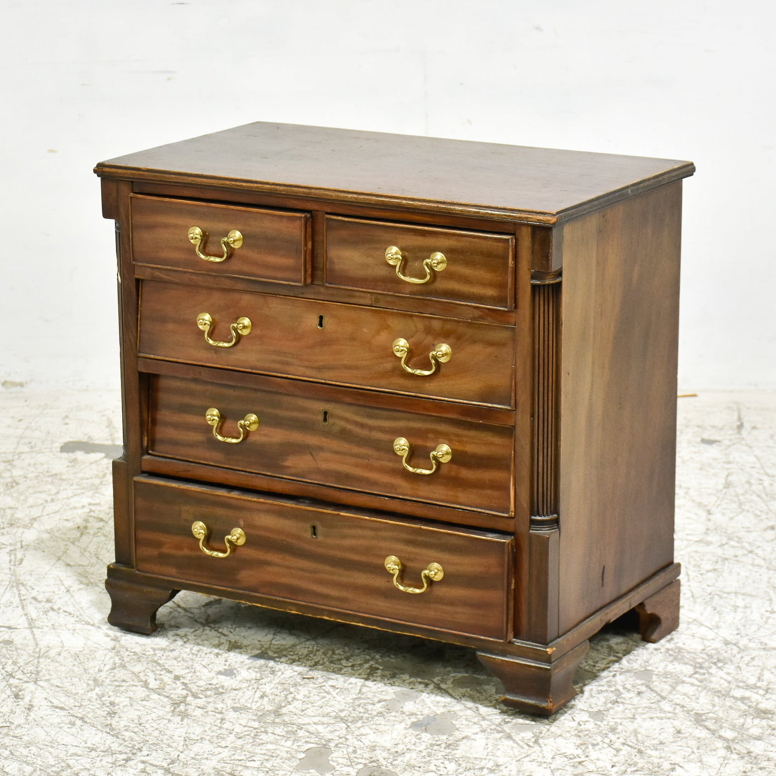 George III Style Mahogany Chest of Drawers: * (28” h x 29” w ) Overall wear