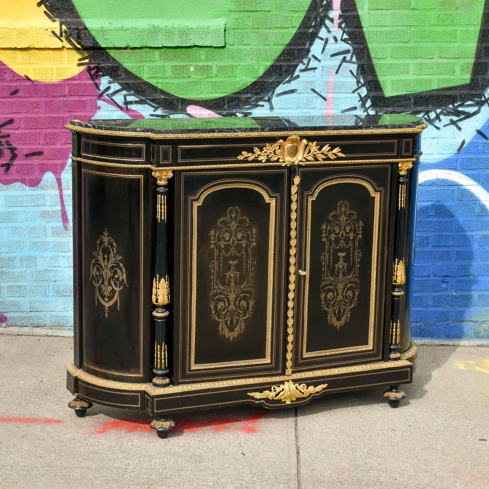 Napoleon III Gilt-Metal Mounted Inlaid Ebonized Wood Cabinet (1 of 7)