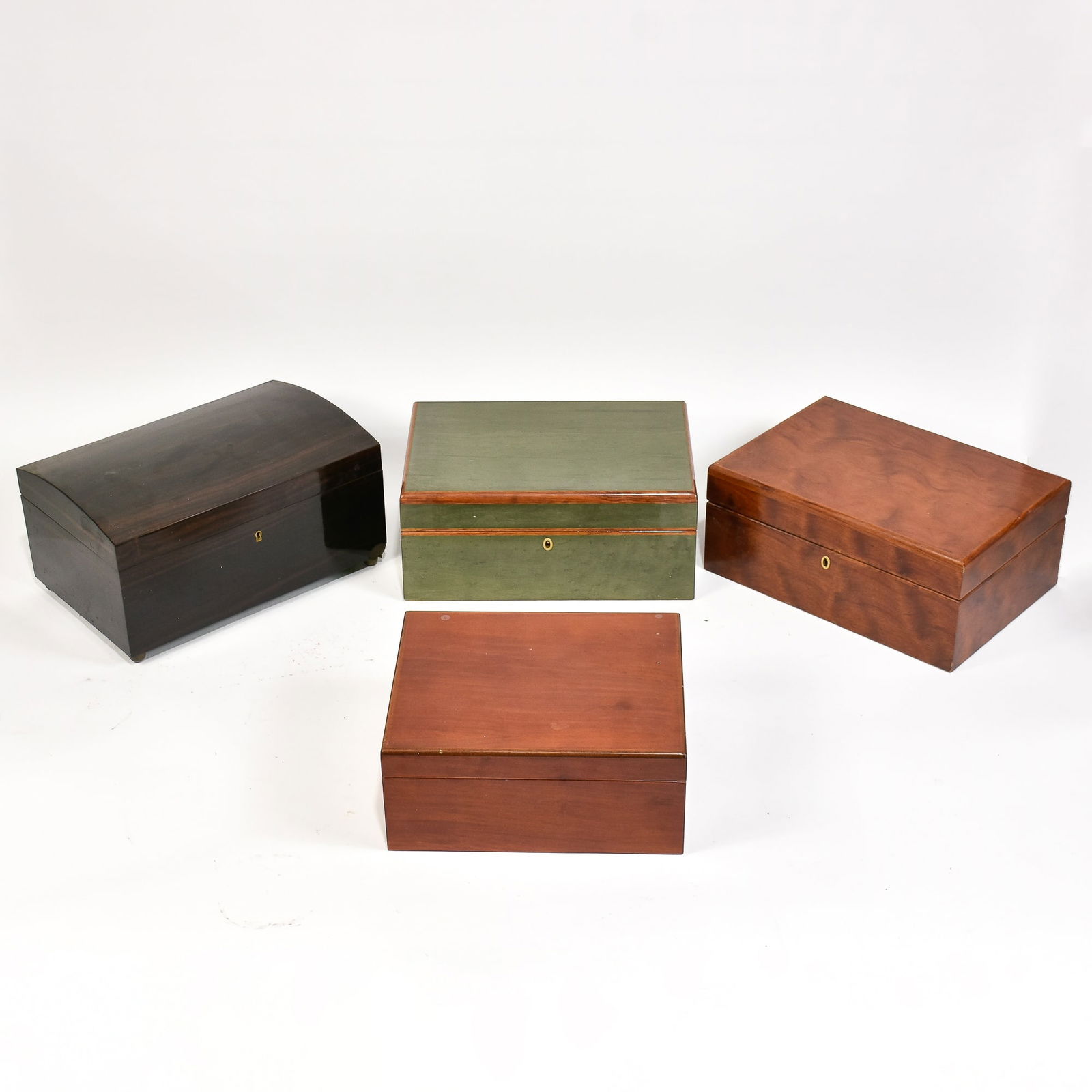 Group of 4 Humidors: Including Dunhill * (Largest 5 3/4' h x 13 1/4" w x 9 1/2" d) Overall wear, some losses, odor