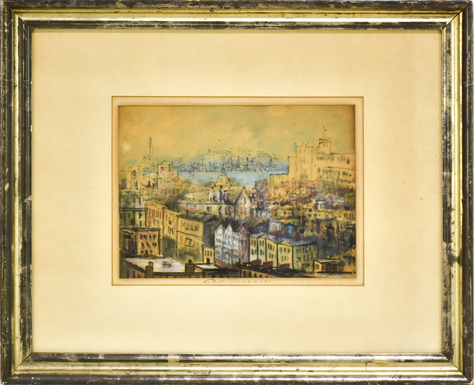 20th Century School: Pastel on paper Signed indistinctly (lr) * (Sight 8 1/8" h x 11 1/8" w Overall 18 1/2" x 22 1/2") Minor tear