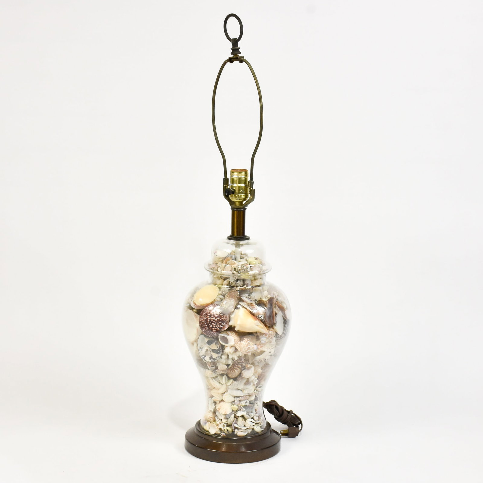 Shell-Filled Glass Jar: Mounted as lamp * (31 1/2" h ) Untested