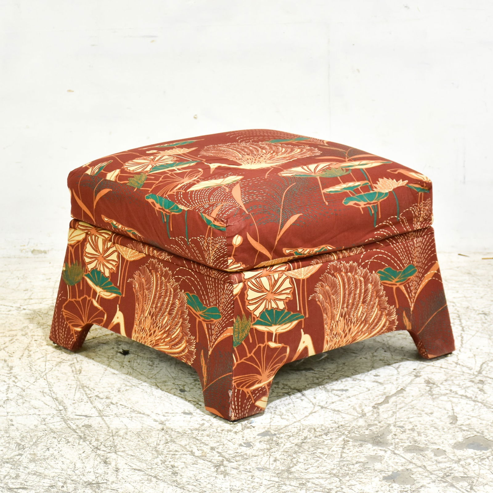 Red Upholstered Ottoman (1 of 3)