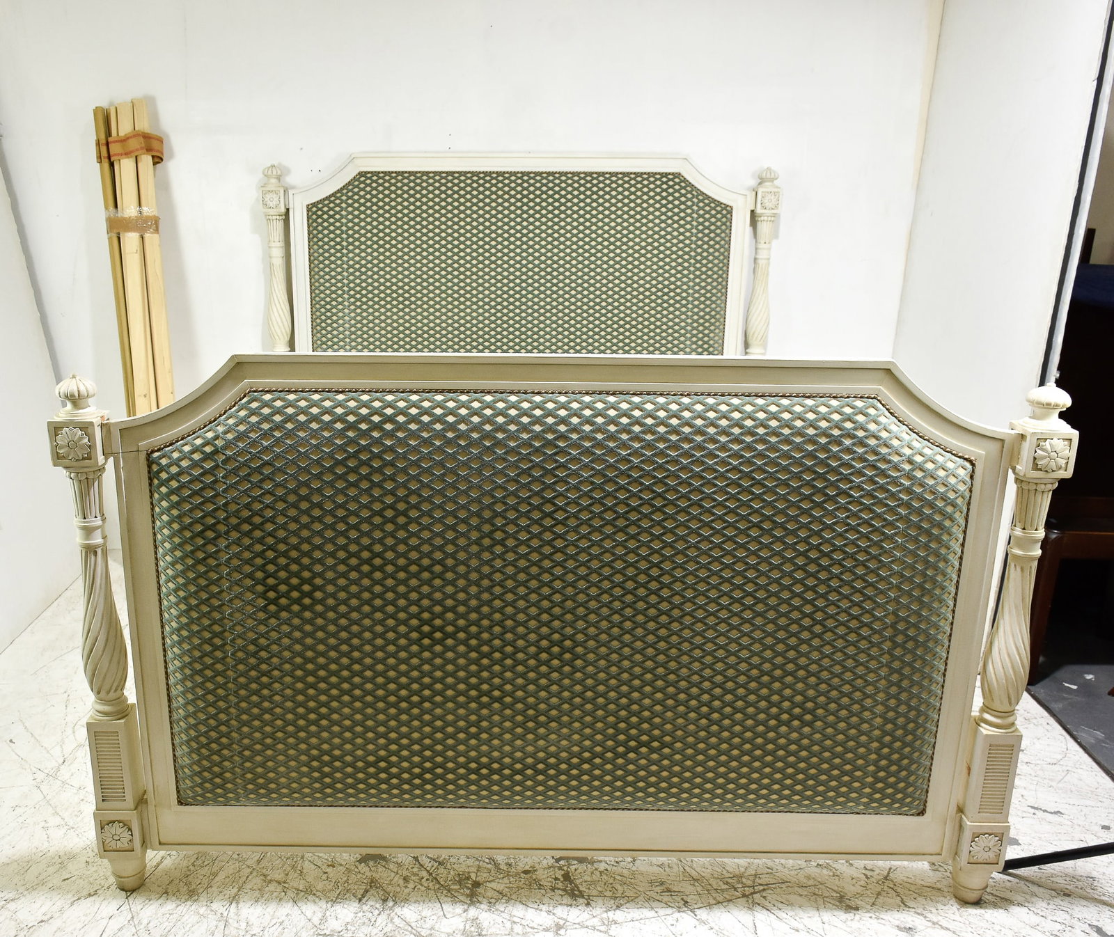 Louis XVI Style Upholstered Painted Bed Frame (1 of 6)