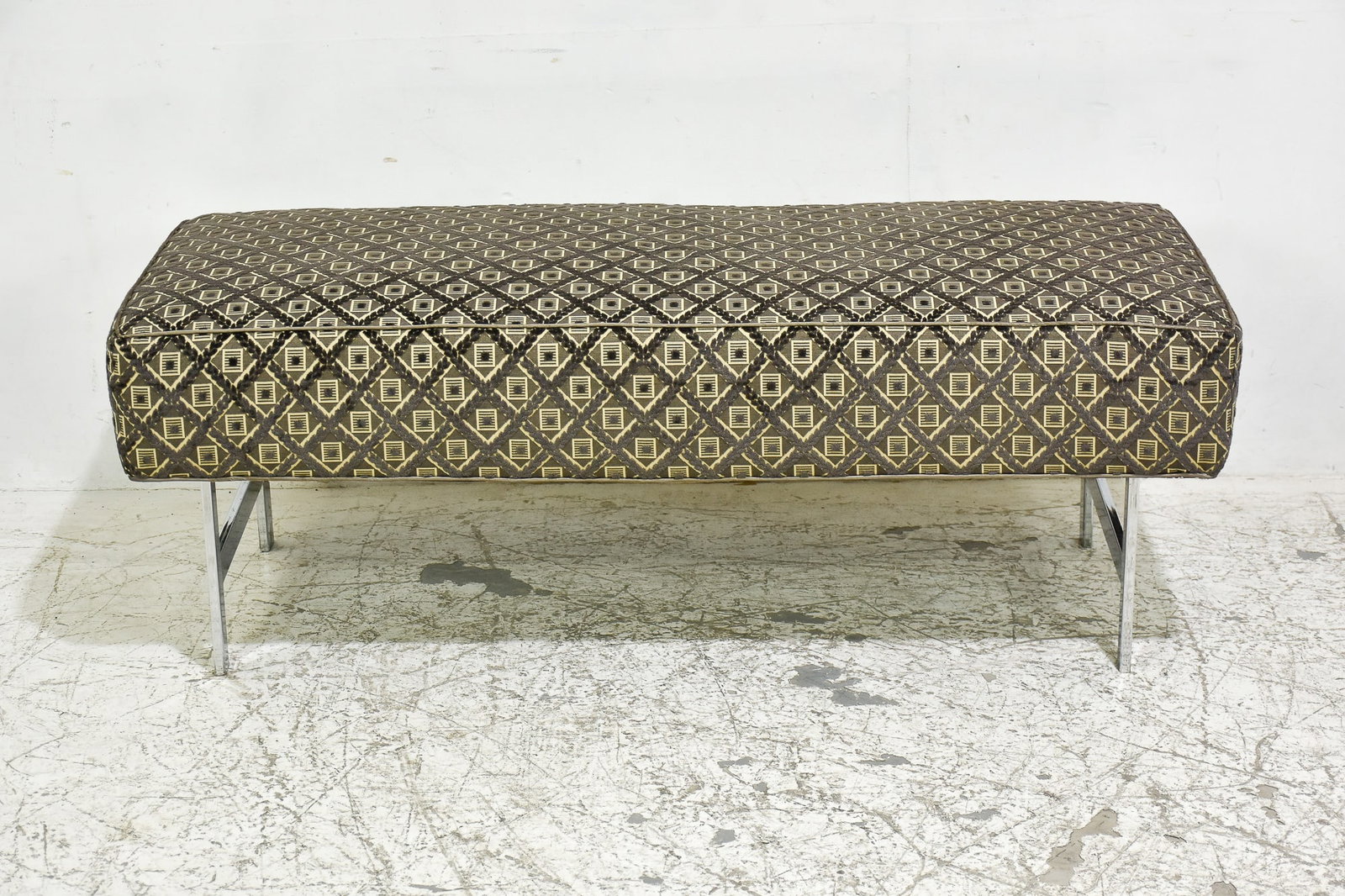 Contemporary Upholstered Metal Bench (1 of 6)
