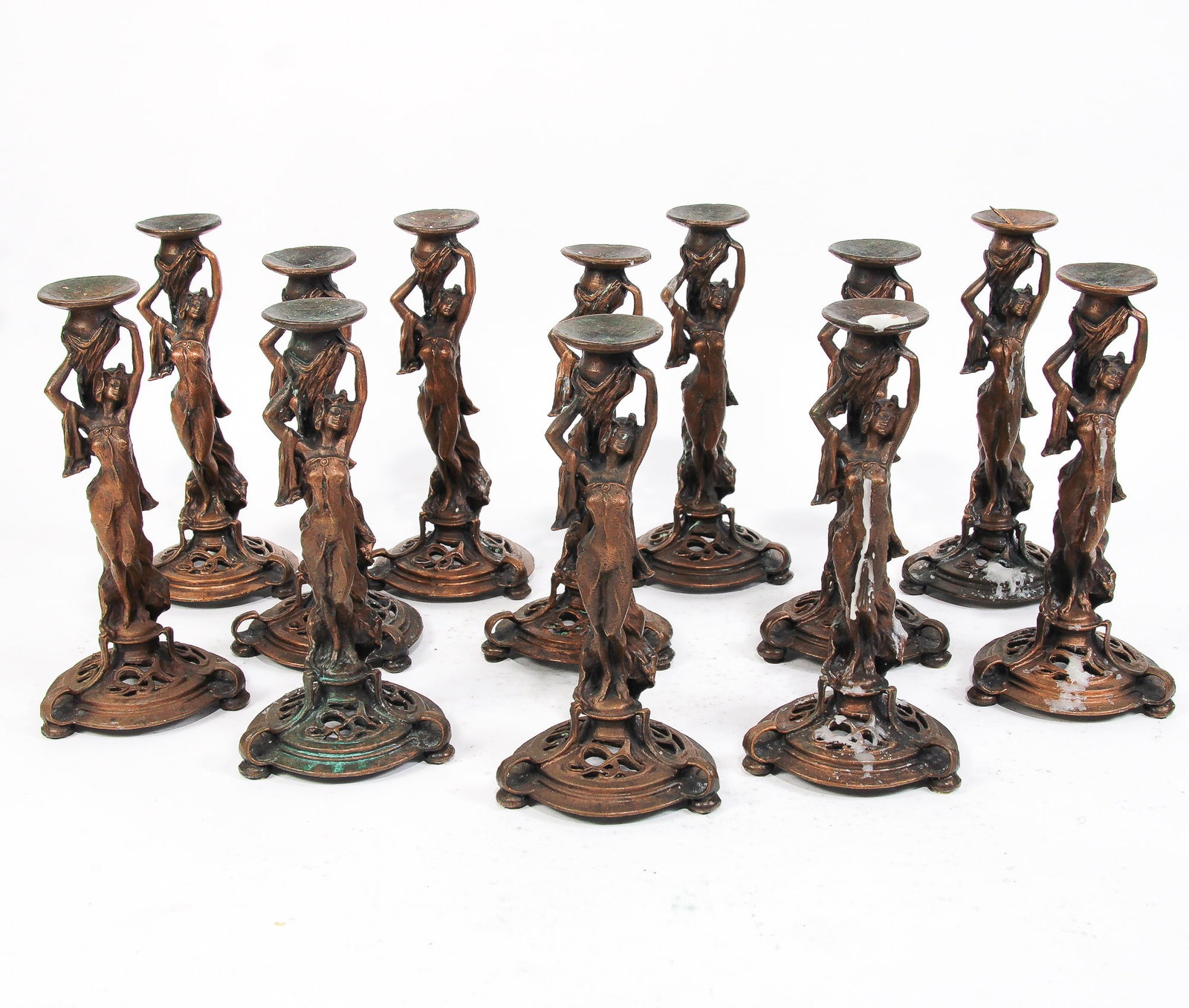 Twelve Art Nouveau Style Metal Candlesticks Dining room (1 of 7)