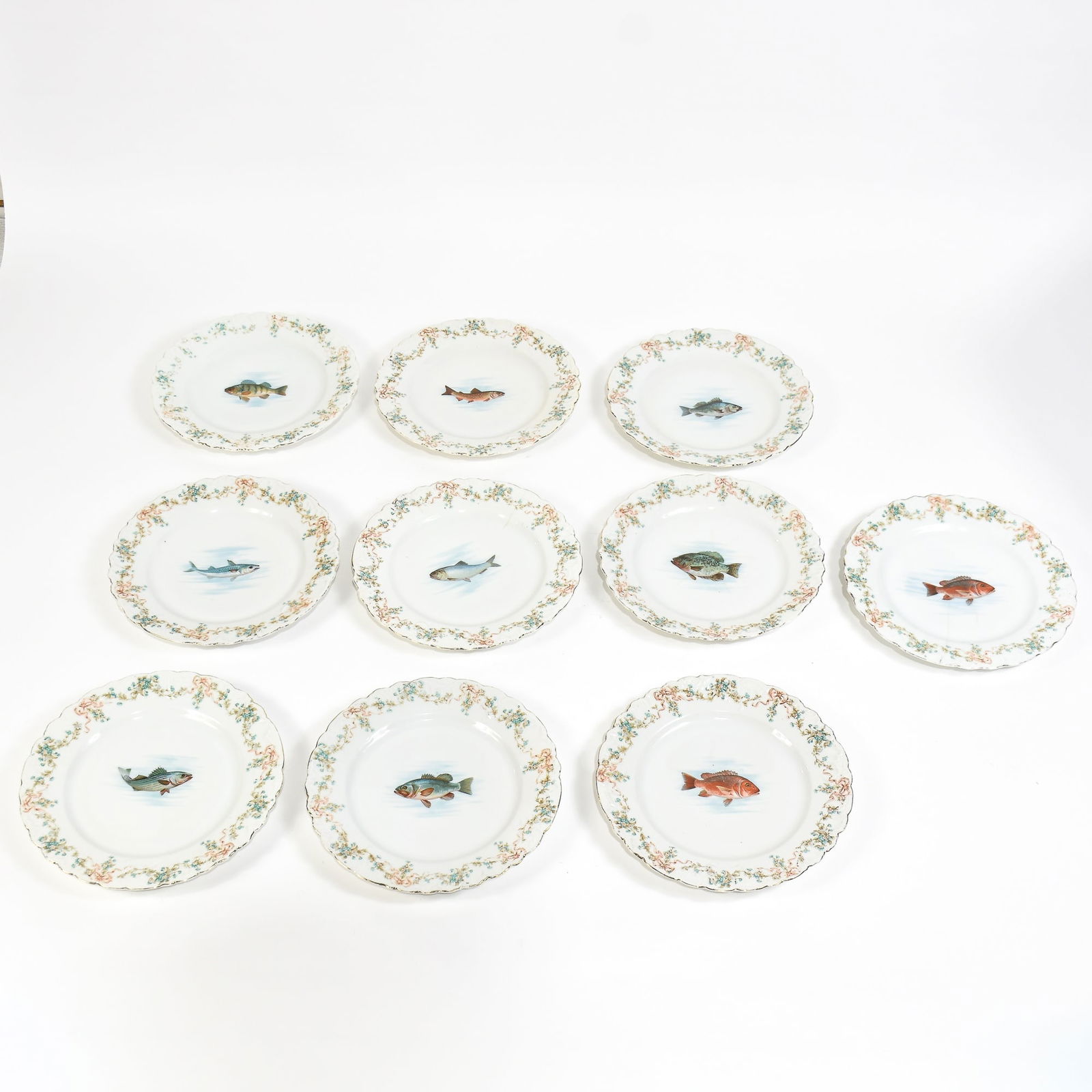 Set of 10 Austrian Fish Decorated Plates (1 of 6)