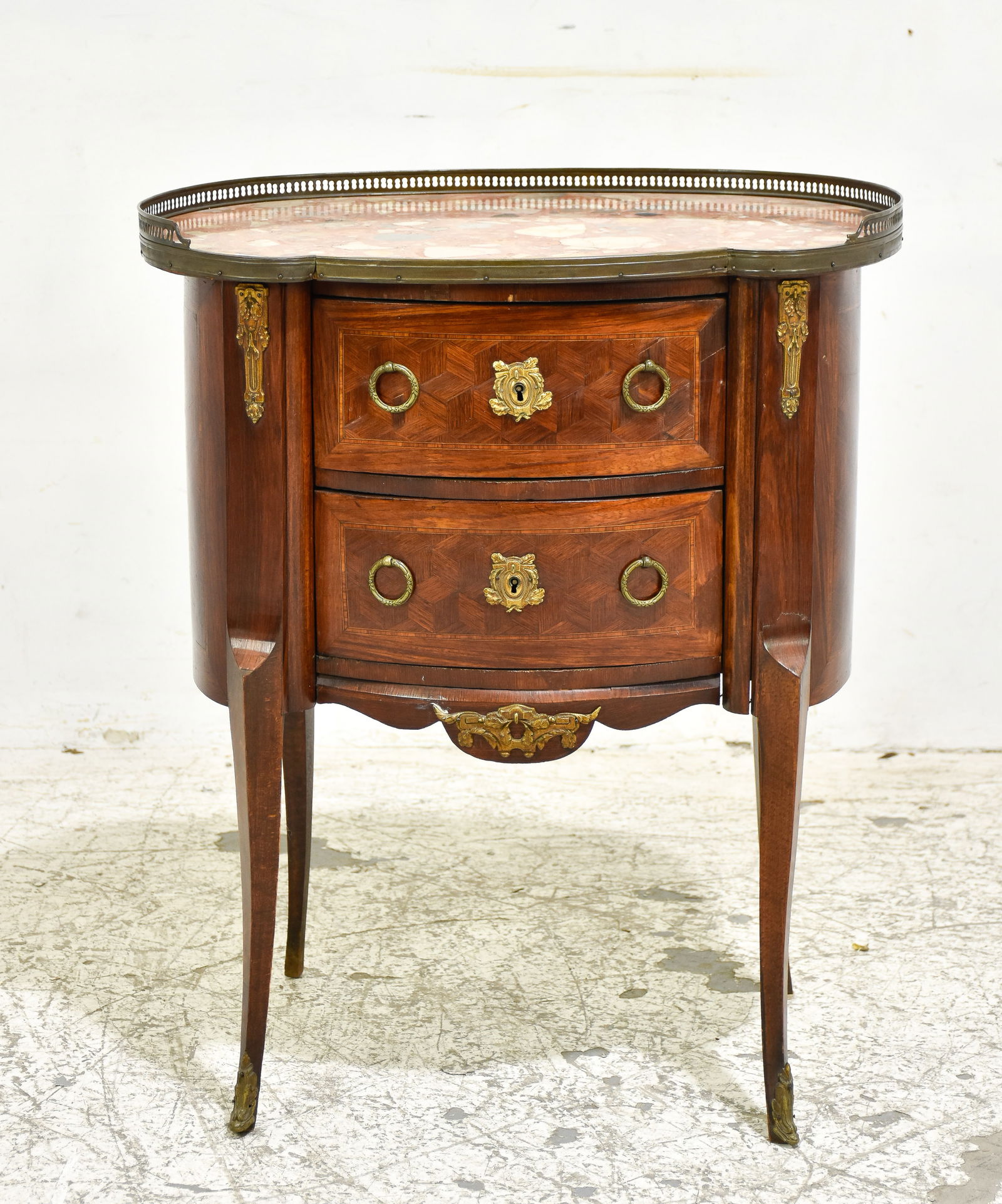 Louis XV Style Marble Top Kidney Shaped Side Table (1 of 9)