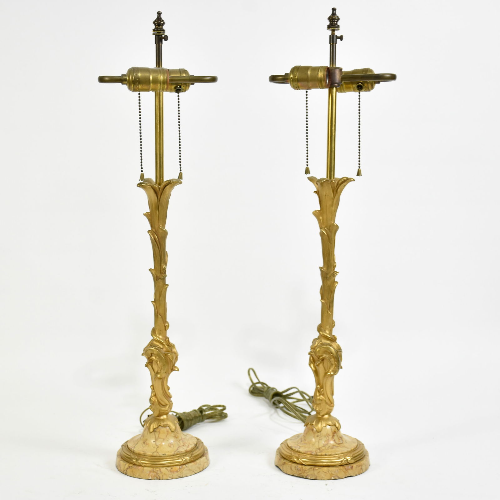 Pair of Gilt Metal & Marble Candlestick Lamps (1 of 5)