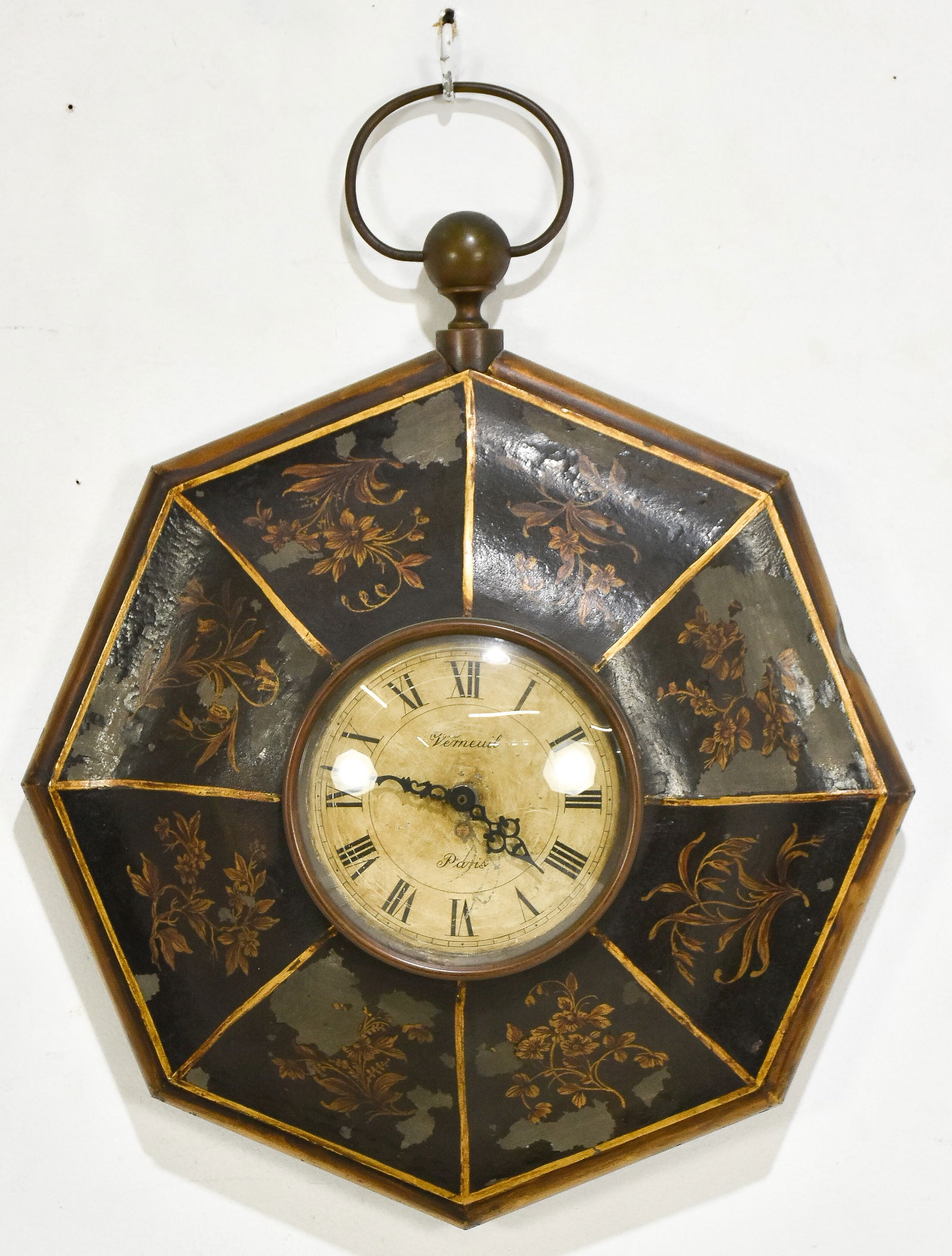 French Chinoiserie Decorated Tole Wall Clock (1 of 5)