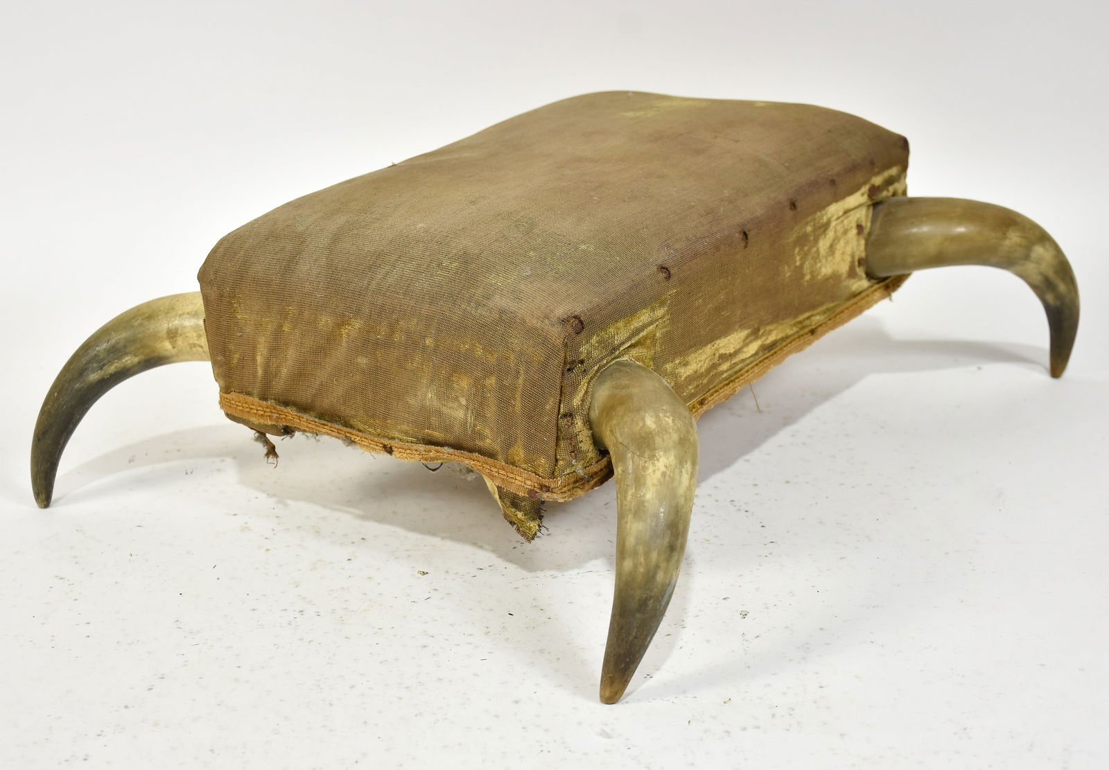 Upholstered Footstool with Horn Legs (1 of 5)