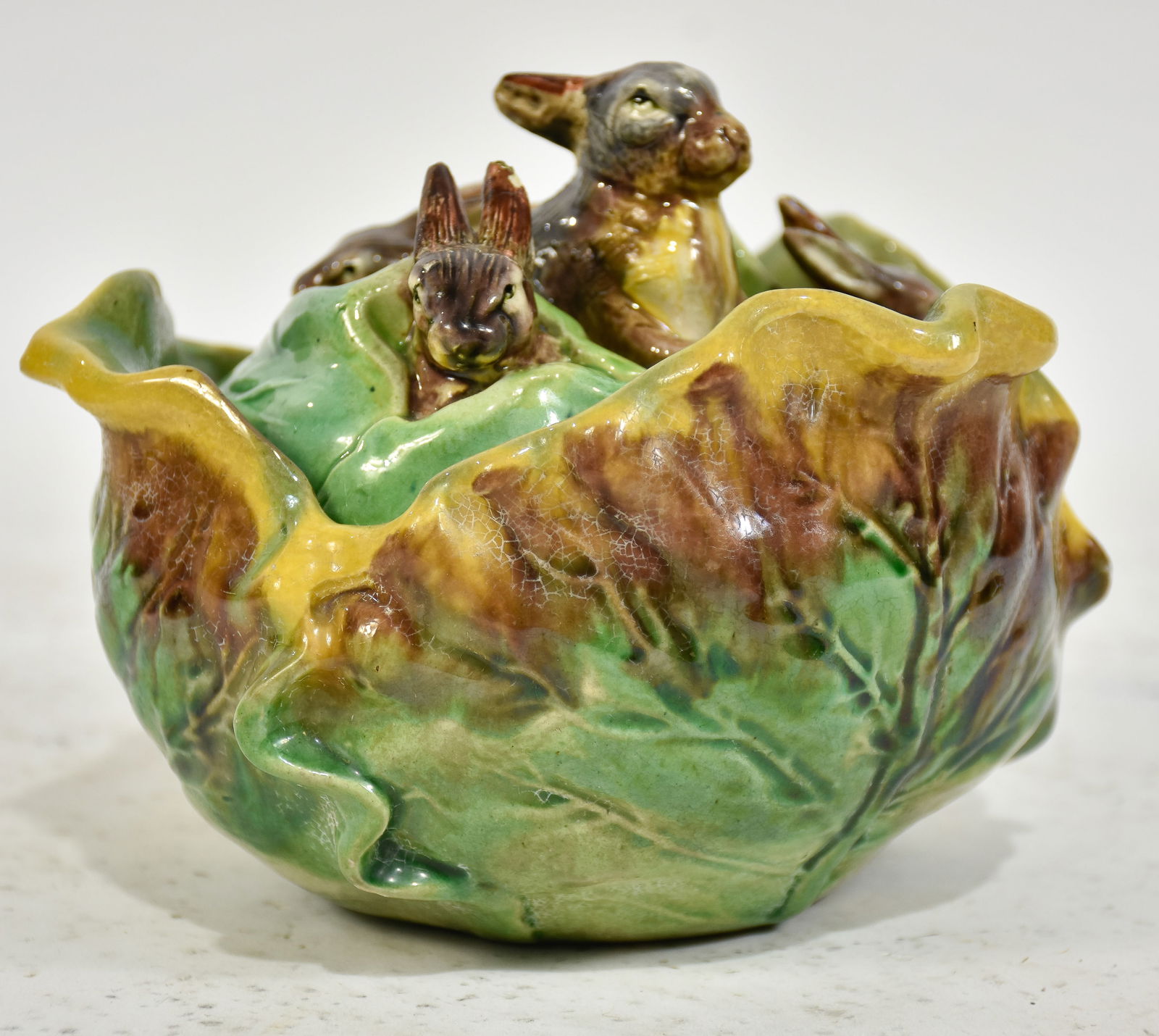 Majolica Rabbit & Cabbage Form Tureen (1 of 4)