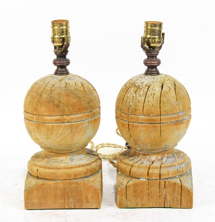 Pair of Turned Wood Table Lamps (1 of 6)