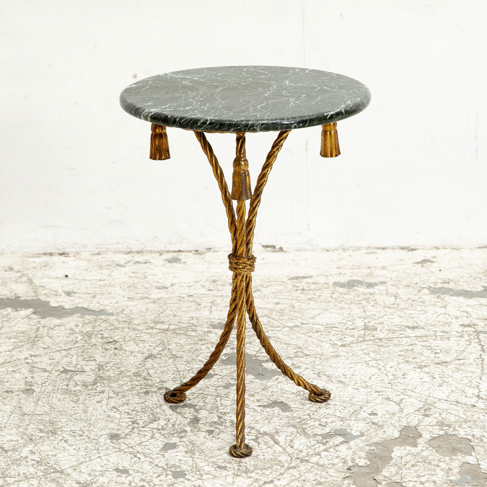 Marble Top Gilt Metal Rope-Form Side Table (1 of 4)