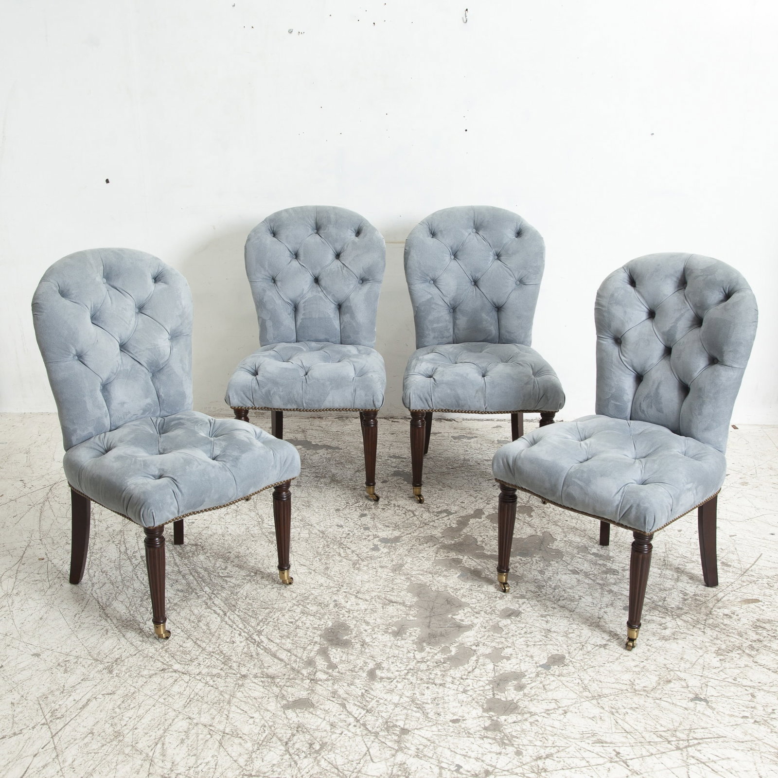 Set of Four Tufted Side Chairs: * (39" h x 21 1/2" w x 19" d) Good