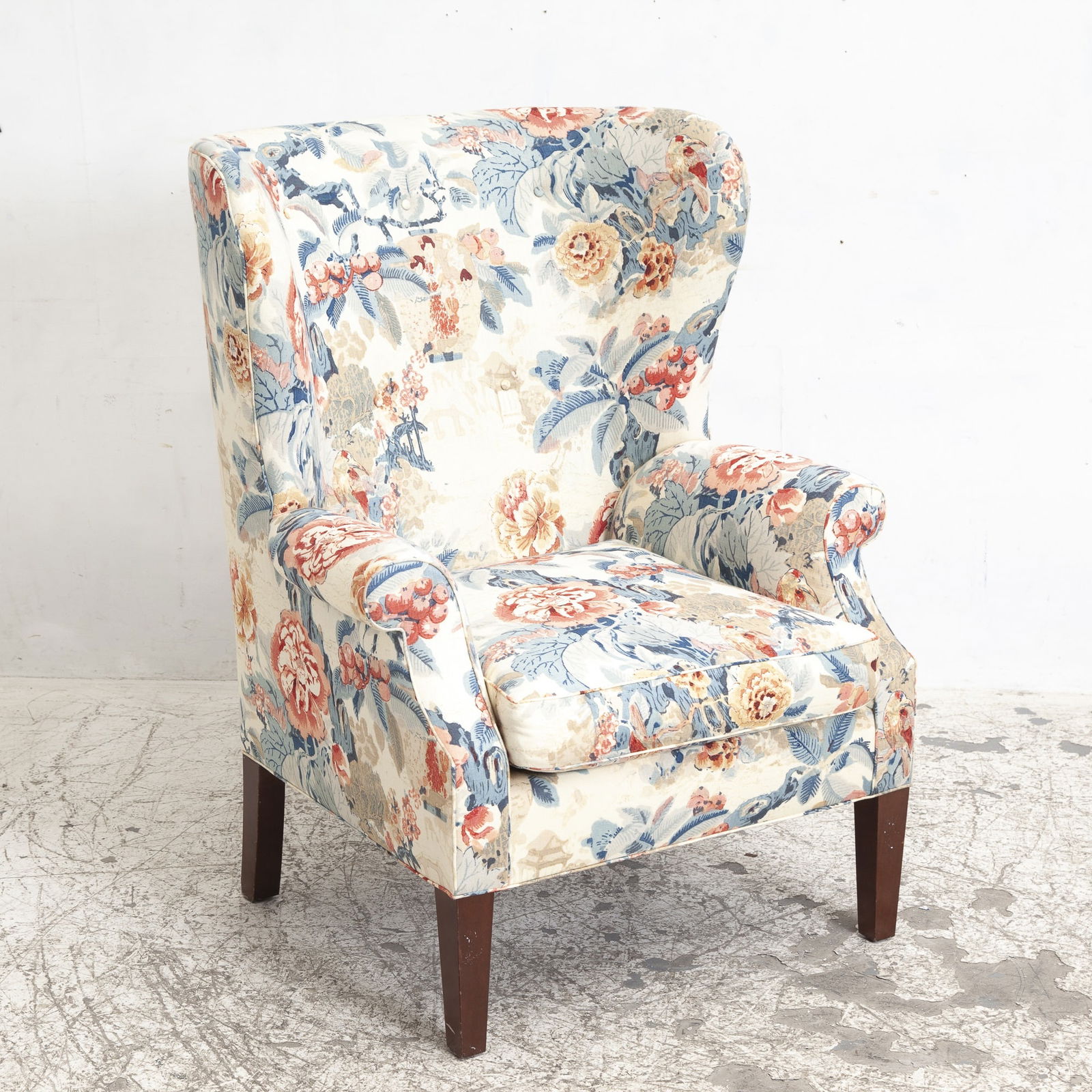 Floral Upholstered Wingback Chair (1 of 3)