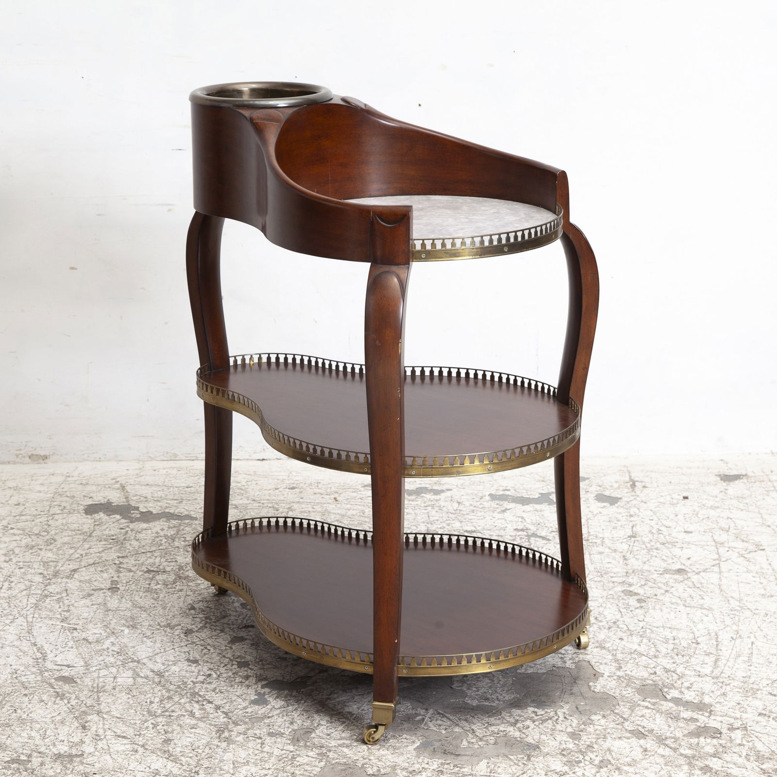 Mahogany Brass and Marble Three -Tier Bar Cart (1 of 4)