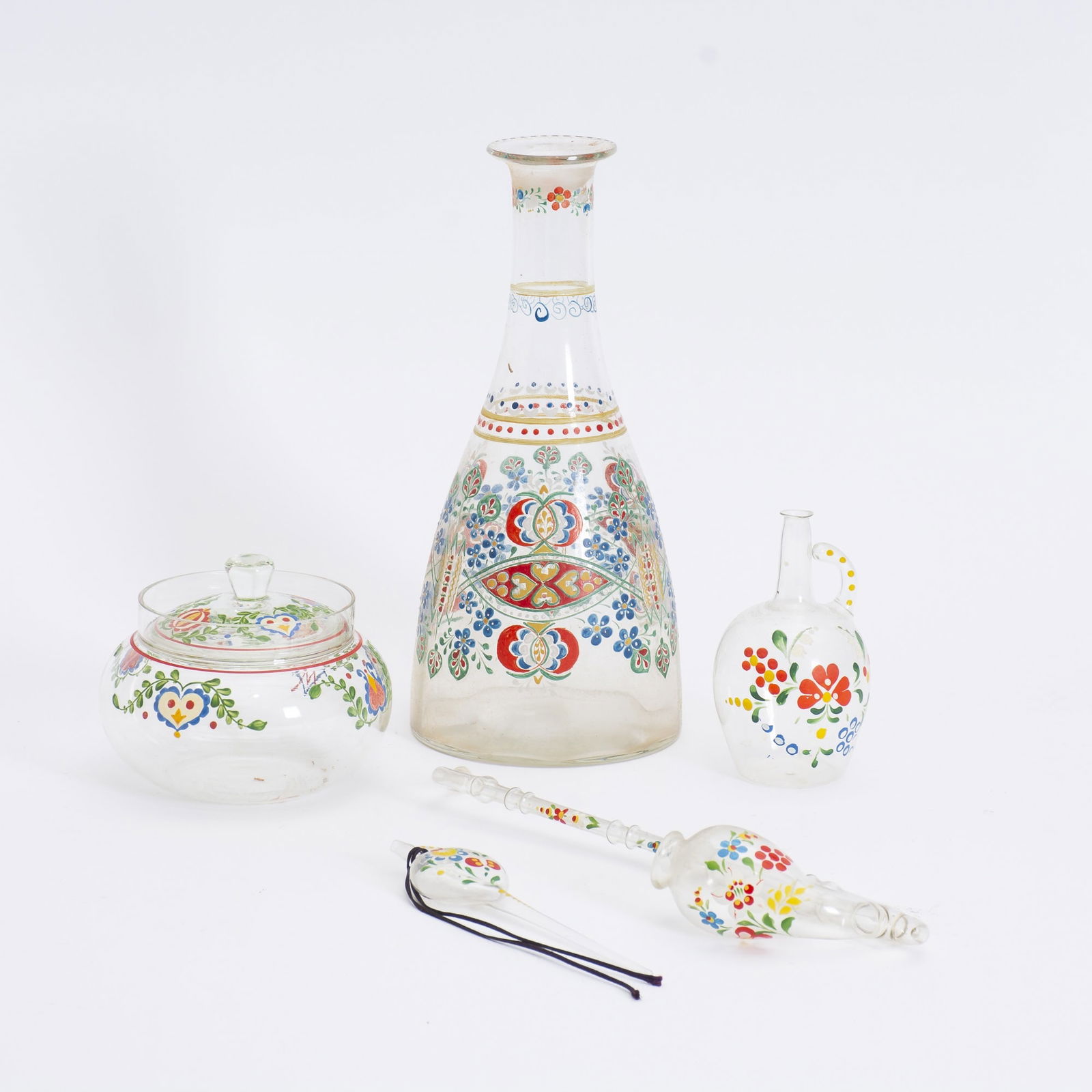 Group of Paint Decorated Glass Articles (1 of 4)