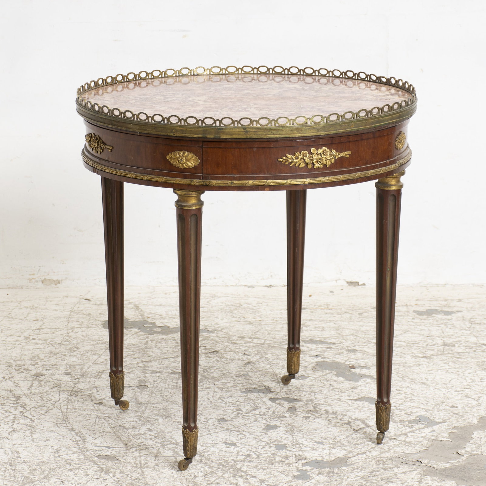 Brass Mounted Mahogany Marble Top Gueridon Table (1 of 6)
