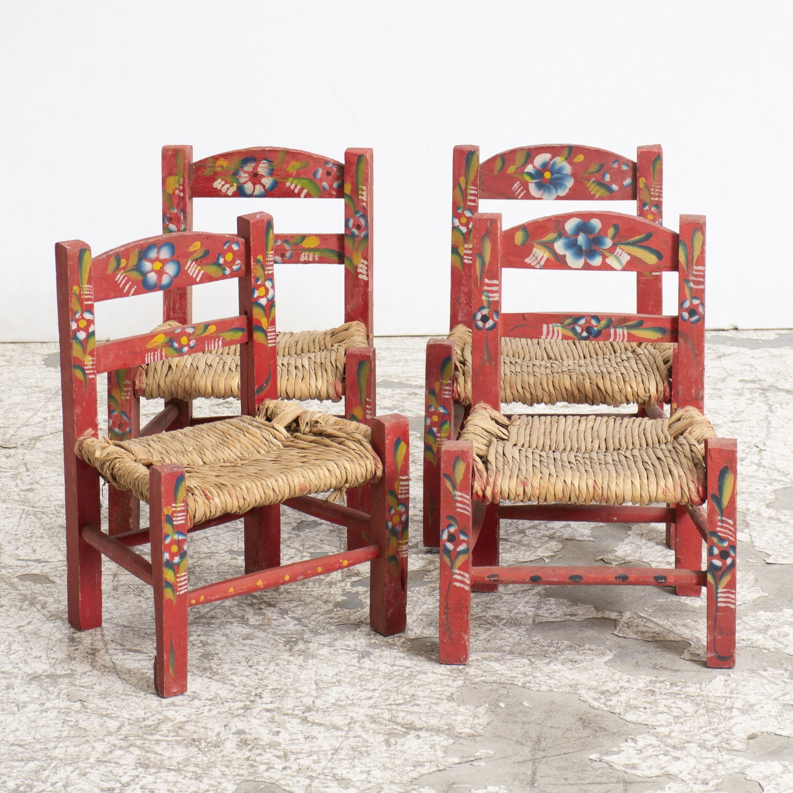 Set of Four Painted Children's/Doll Chairs (1 of 5)