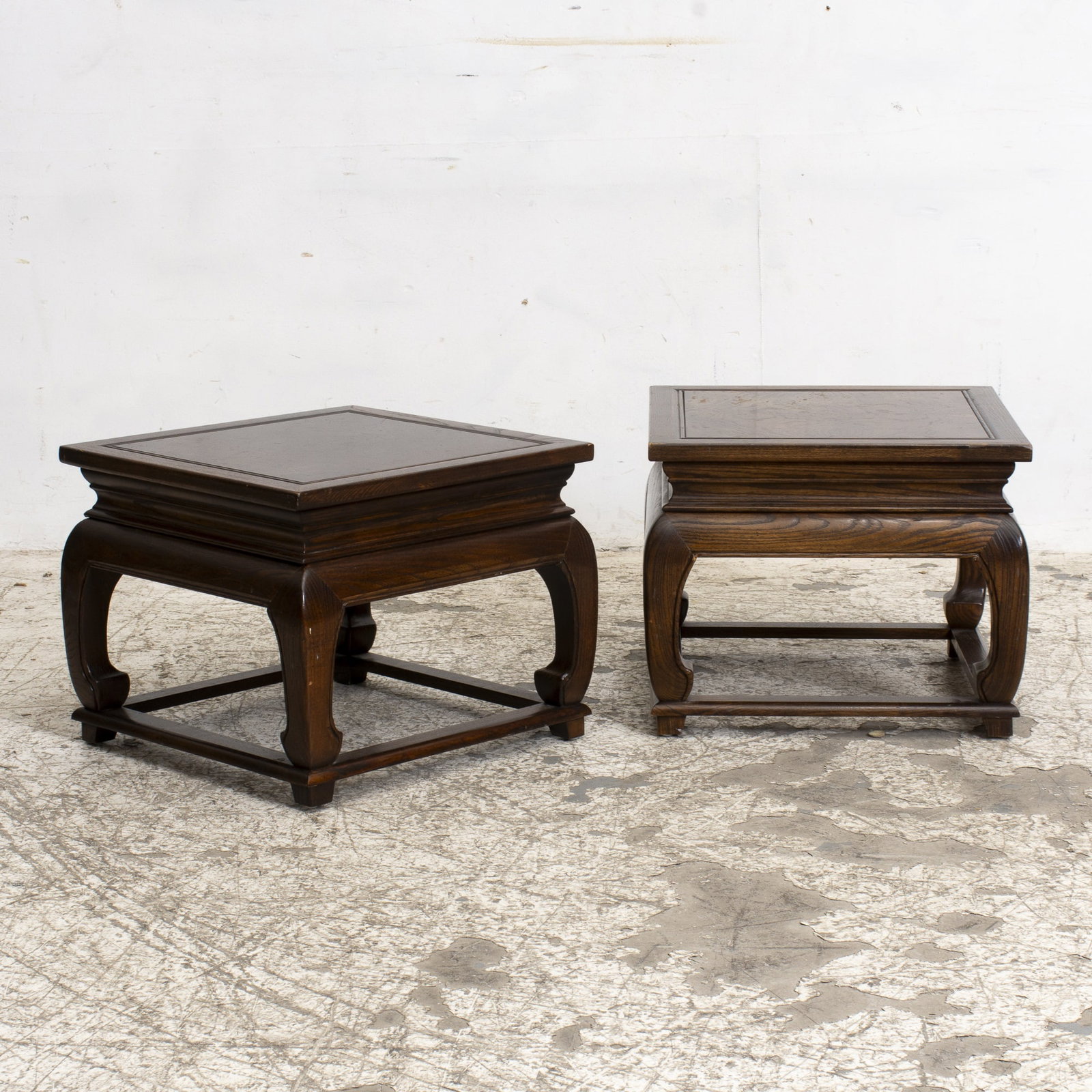 Pair of Baker Low Tables: * (14" h x 17 5/8" square) Scratches and dings
