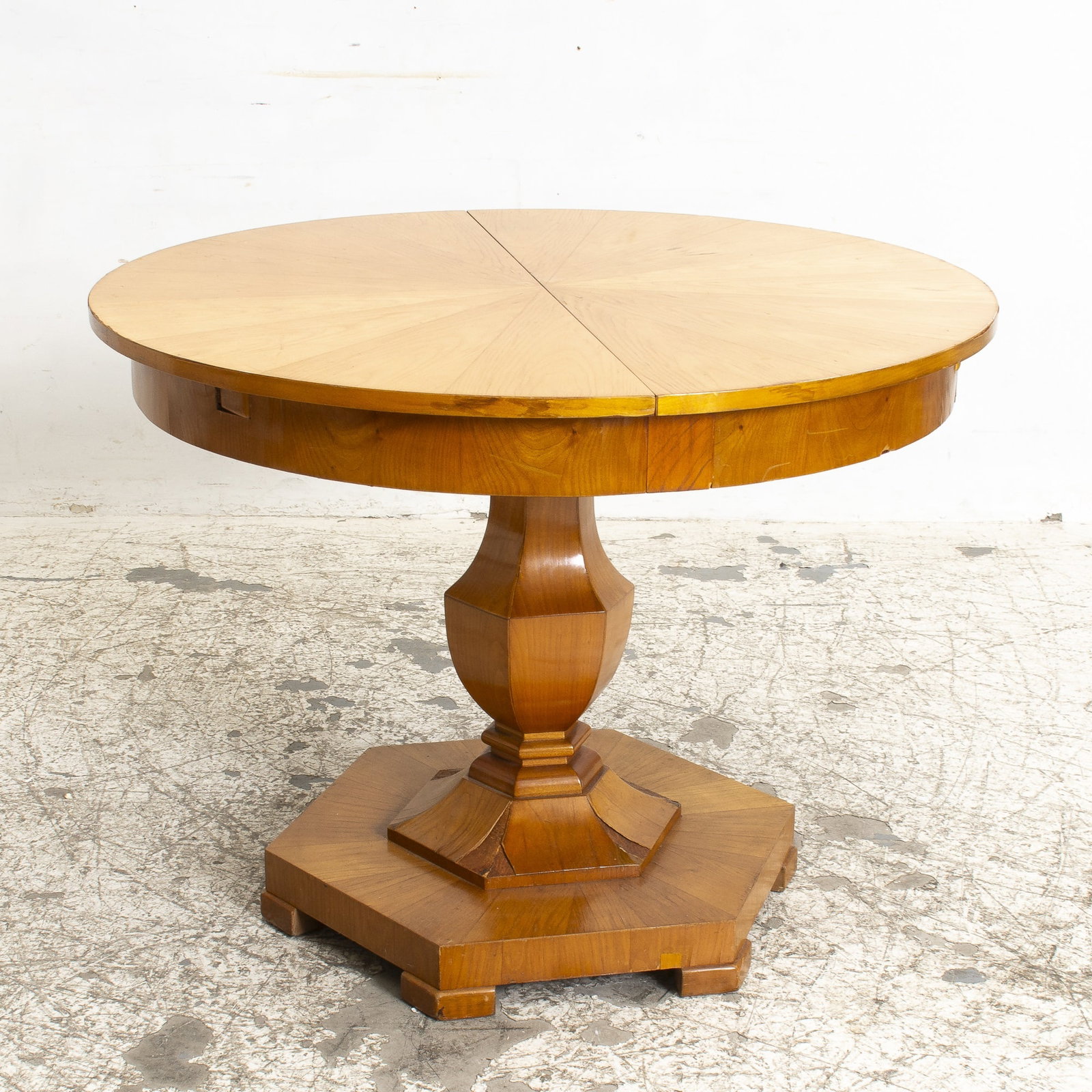 Round Biedermeier Breakfast Table: * (28 1/2" h x 38 1/2" dia) Scratches and dings