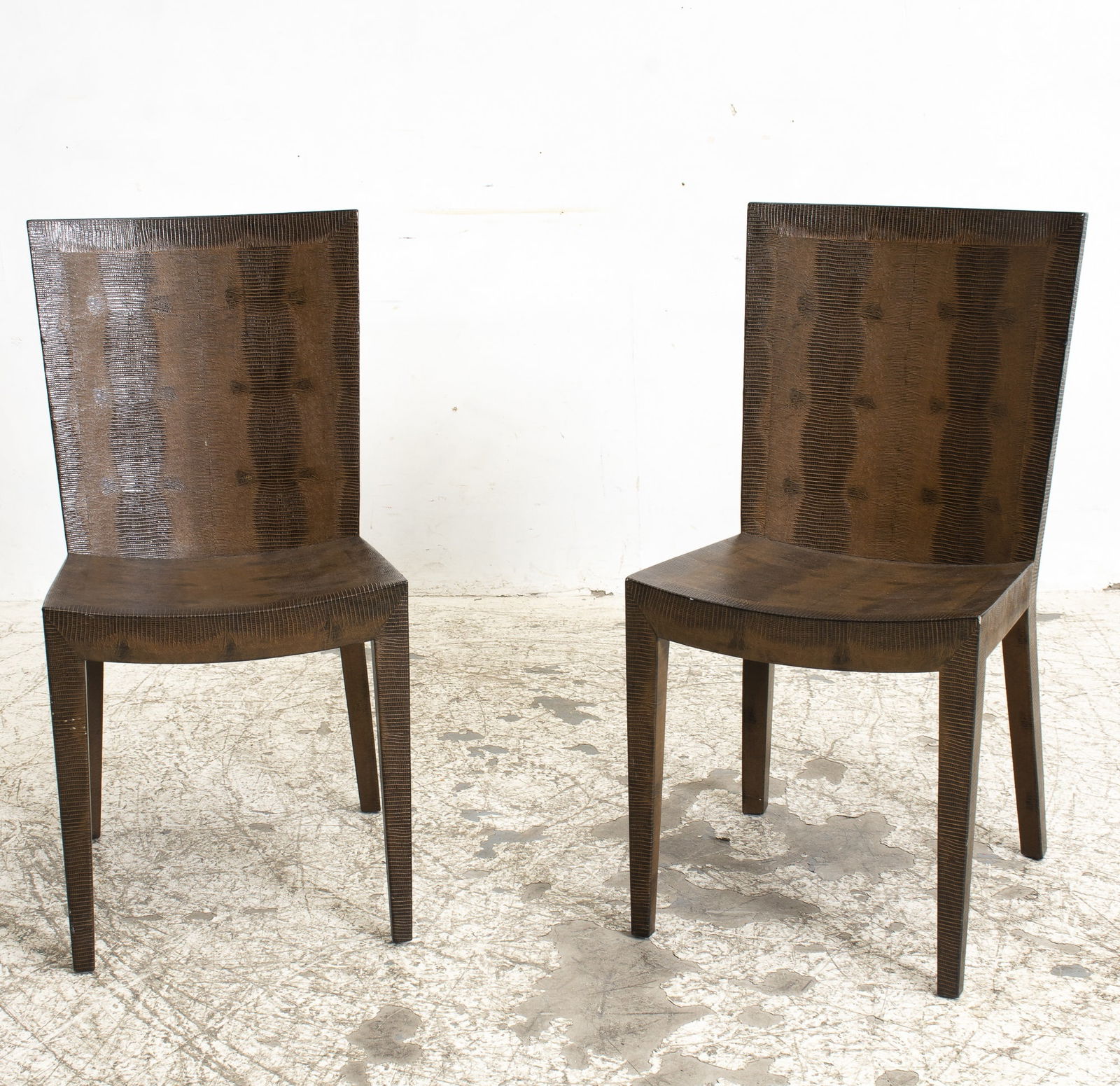 Pair of Karl Springer Side Chairs: * (35 3/4" h x 17 3/4" w x 18" d) Good