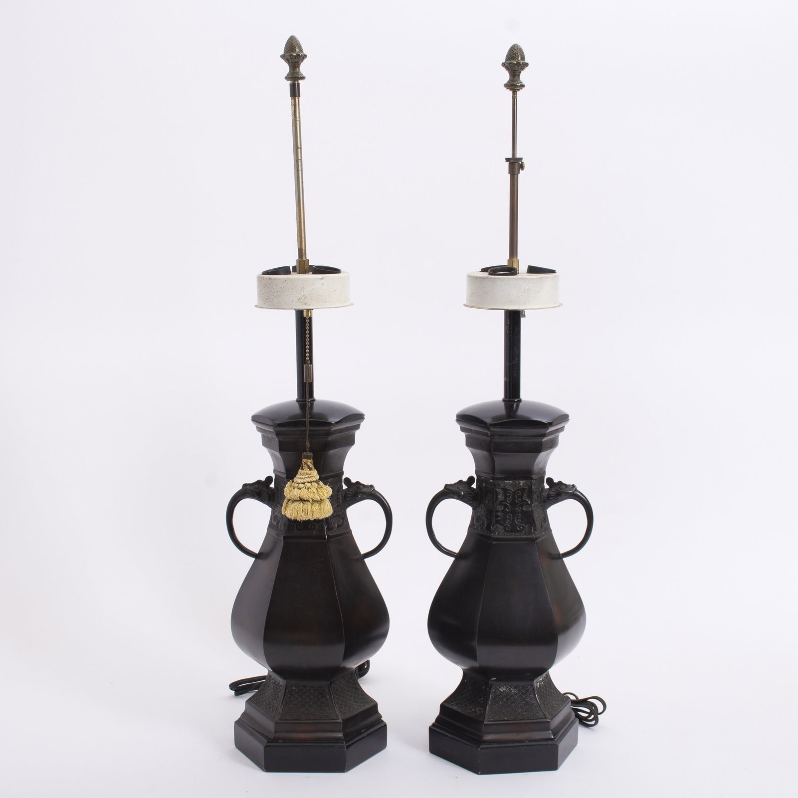 Pair of Black Lamps: * (32" h) Untested