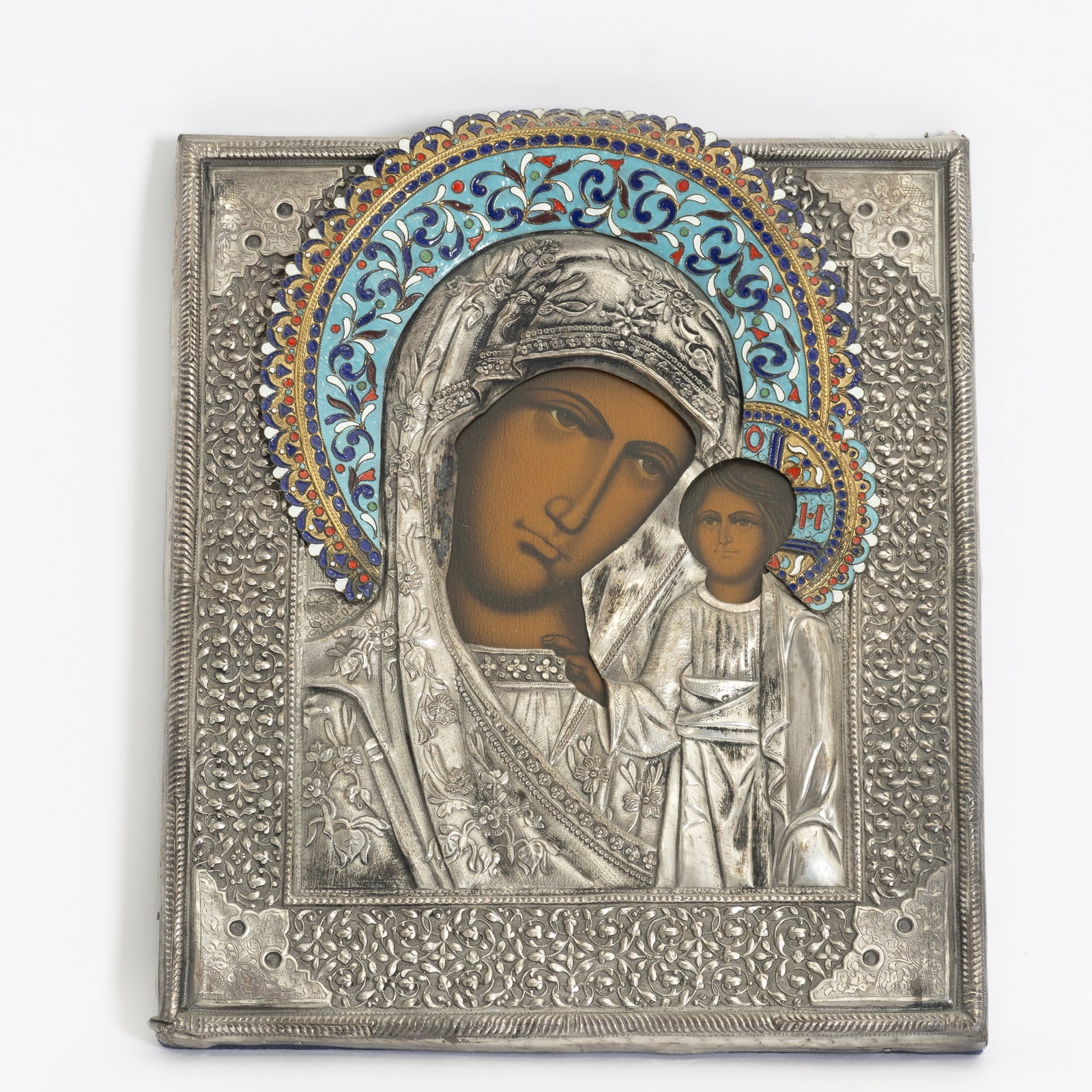 Russian Silver Plated & Cloisonne Enamel Icon (1 of 3)